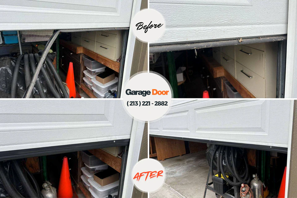 Before and after: garage door repair Culloden, WV